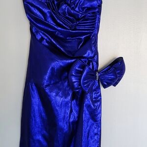 VTG Gunne Sax Royal Blue Matallic  Dress Womens 5/6 80's Retro Evening Prom